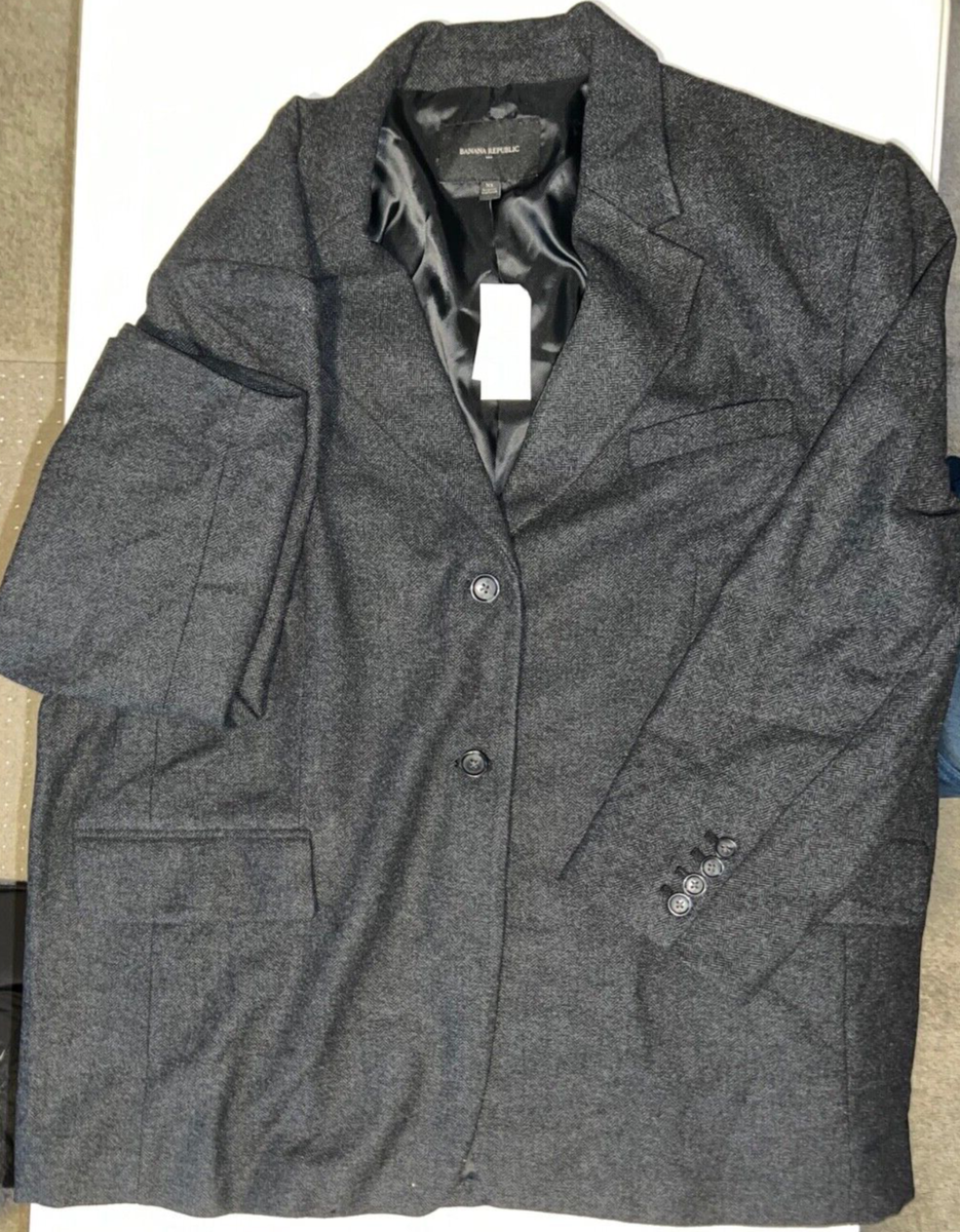 Veste Blazer Femme Banana Republic - 1 Bouton En Laine Mélangée Gris Carrière - Taille 10 - Très Bon état Occasion