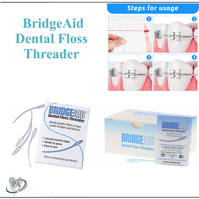 BridgeAid Dental Floss Threader Ortho flossing under bridges & braces, Upto 1000