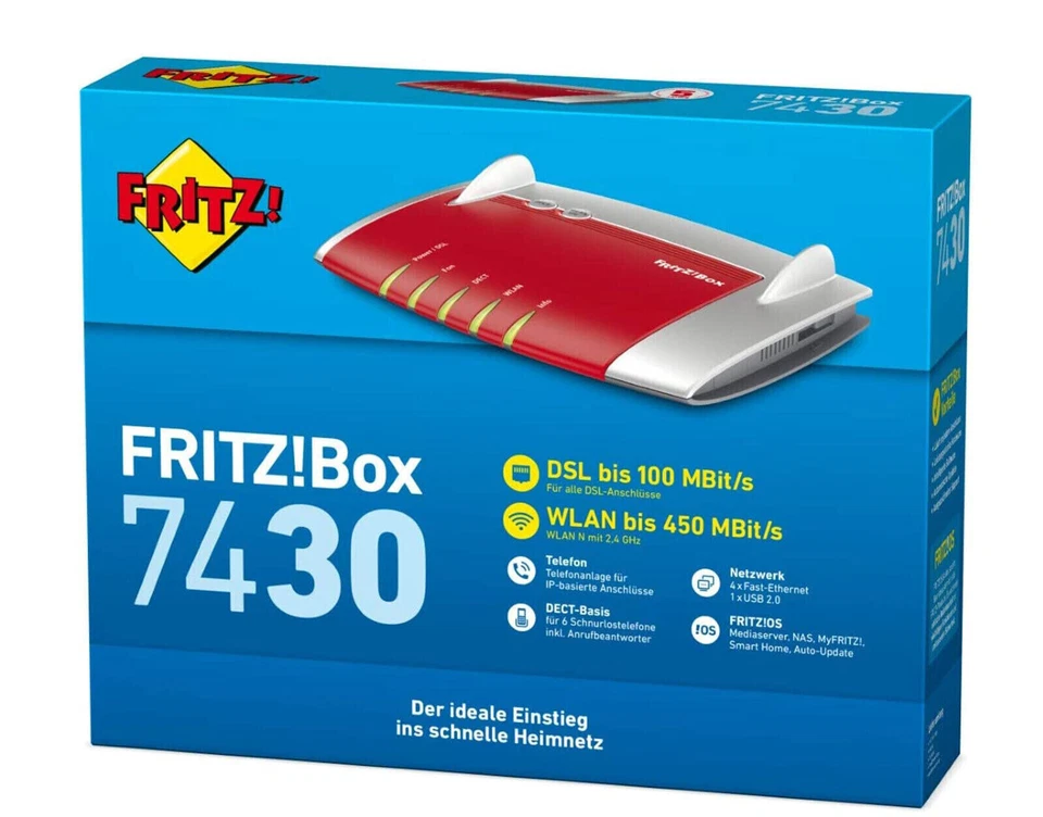 AVM FRITZBox 7430 VDSL DSL VOIP VDSL Modem Gigabit MESH WLAN Router *Deutsch* G3 - Bild 3 von 3