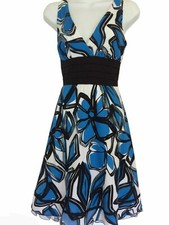 Charlotte Russe Blue and White Stretch Cotton Sleeveless Dress Size 5 *SALE*