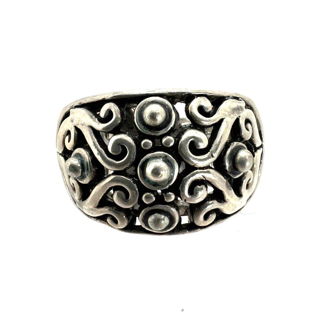 Solid Sterling Silver Bali Style Ring Size 9.25 - image 3