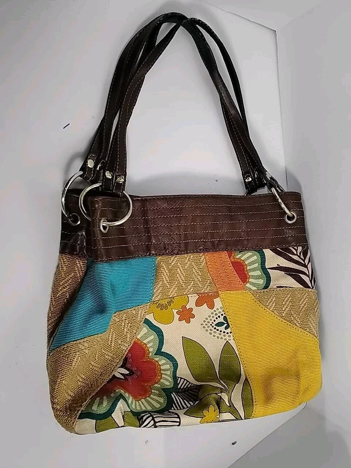 Relic By Fossil Mimbre Paja Algodón Retazos Bolso de Hombro Bolso Cartera Bolso de Mano   Foto 2 de 4