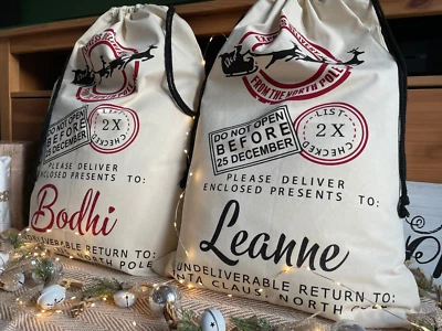 Large Personalised Santa Sack,Christmas Gift Bag, Name Bag,Kids Christmas Gift