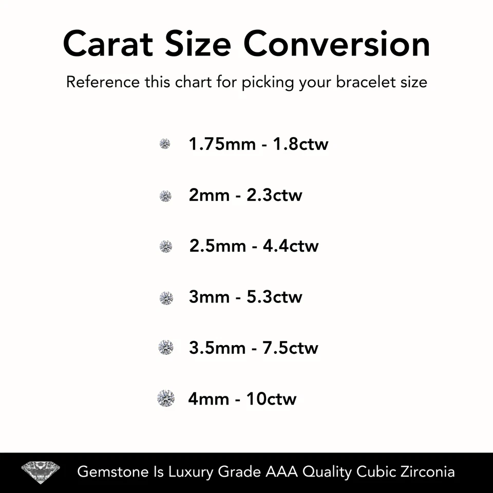 14K 真纯金圆形明亮网球手镯手链 1.75 毫米 - 4 毫米 — 第 3/4 张图片