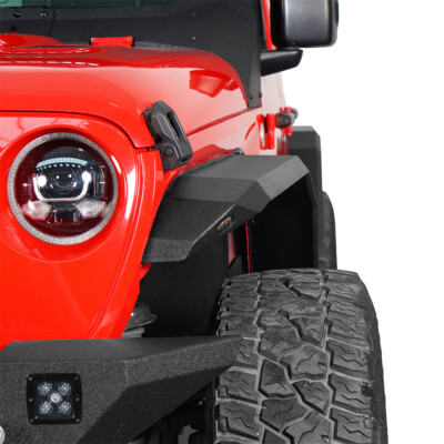 4Pcs Steel Front and Rear Flat Fender Flares Fit 2018-2026 Jeep Wrangler JL