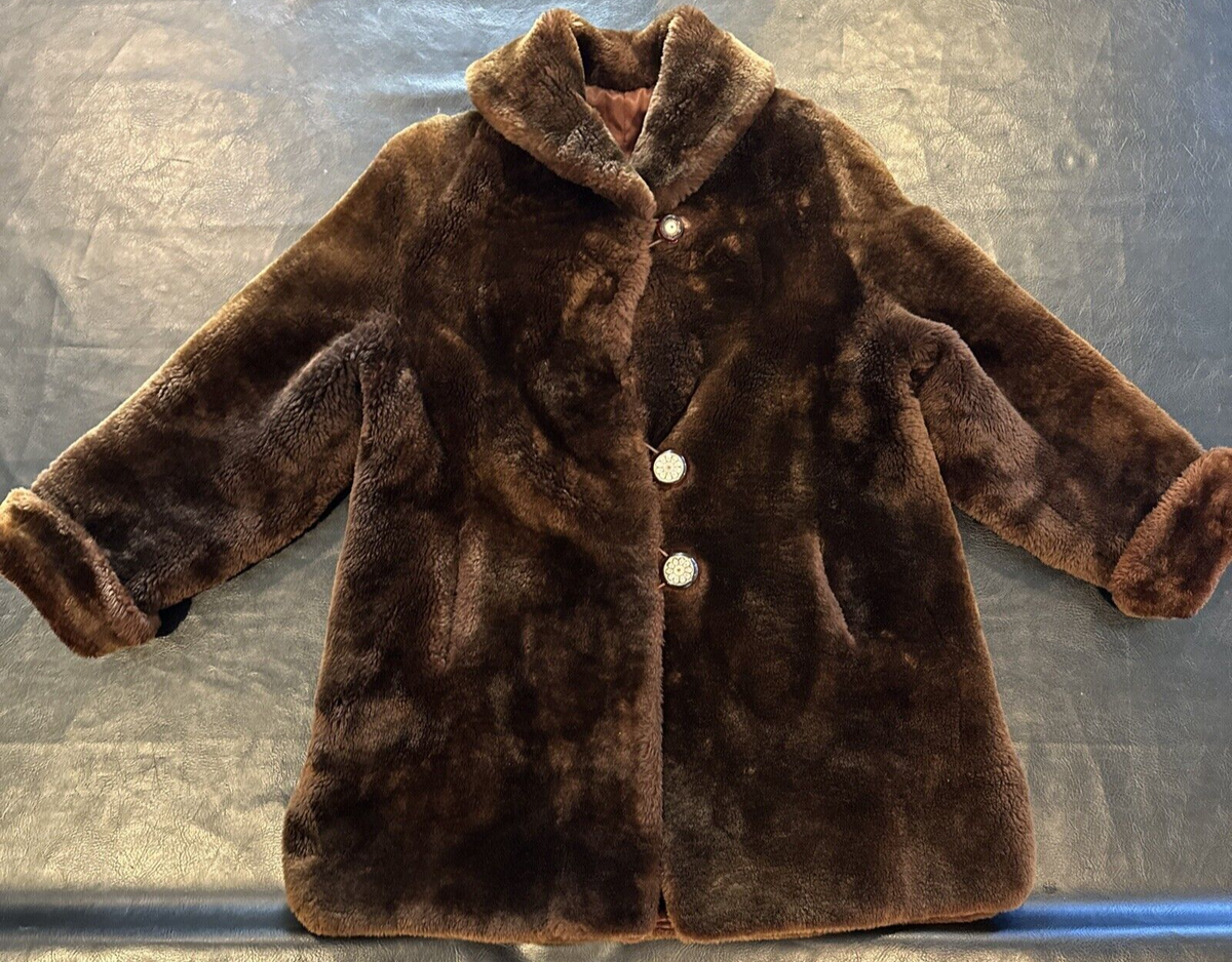 Vintage Teddy Bear Coat Genuine Sheared Mouton Lamb Fur Vintage Teddy Bear Coat Genuine Sheared Mouton Lamb Fur