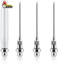 4 Small Bearing Grease Injector Needles, Removable Grease Gun Needle Tip, Portab