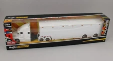 1:64 MAISTO DESIGN *WHITE* Mack Anthem Semi Truck & Race Car Trailer NEW IN BOX!