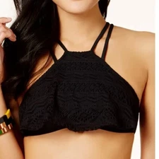 NWT Hula Honey Little Wild One Jrs X-Small XS High Neck Bikini Swim Top Black