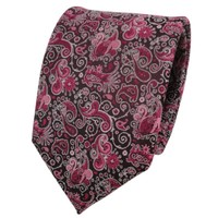 Tigertie Krawatte Rot Bordeaux Rosa Schwarz Silber Paisley - Schlips Binder Tie