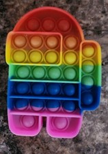 AmongUs Rainbow Push Pop Bubble Sensory Fidget Toy PopIt Fidgets