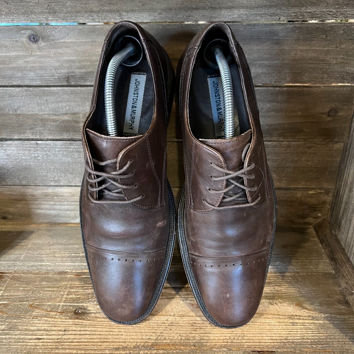 Mens Johnston & Murphy Brown Leather Cap Toe Brogue Dress  display picture 2