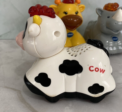 Vtech Go Go Smart Animals Friends Zoo Farm Cow Giraffe Rhino Lights Sounds Set - Picture 4 of 10