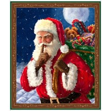 QT Santa Claus's Night Out Christmas Eve 100 Cotton Fabric 36" Quilt Panel