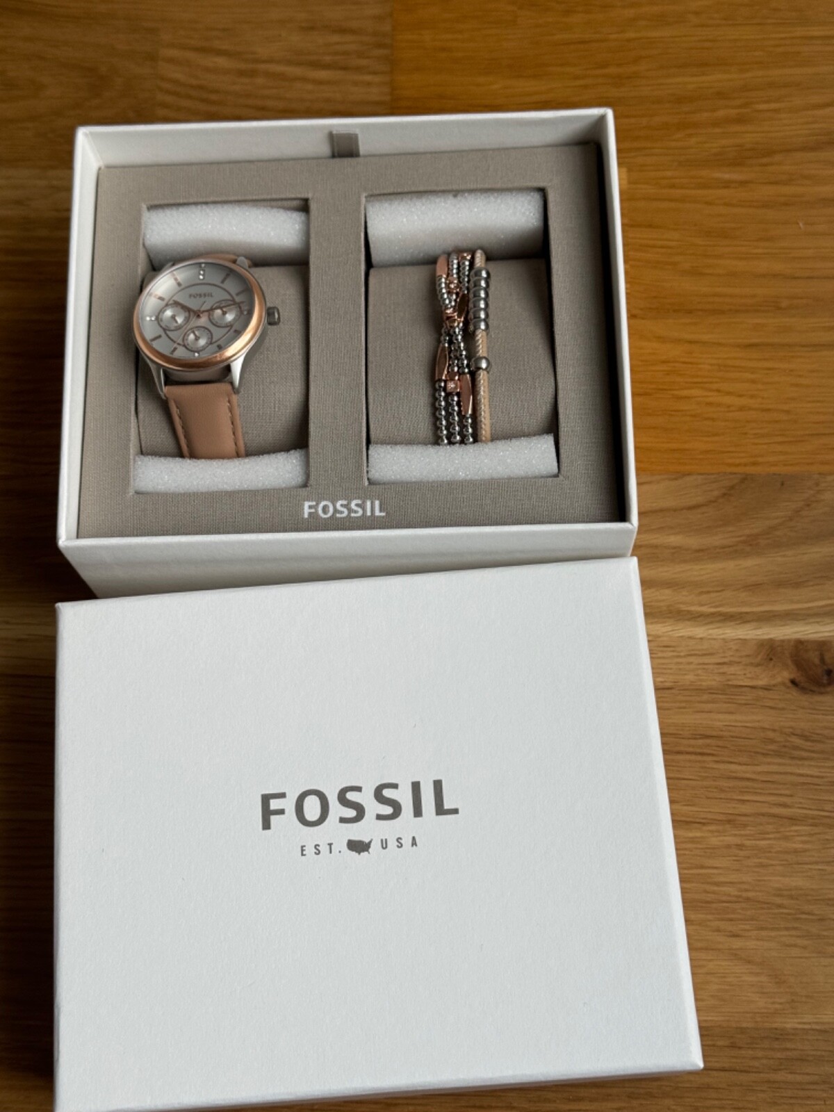 Fossil BQ3417SET 36mm Rose-Goldenes Mineralglasgehäuse mit Braunem 