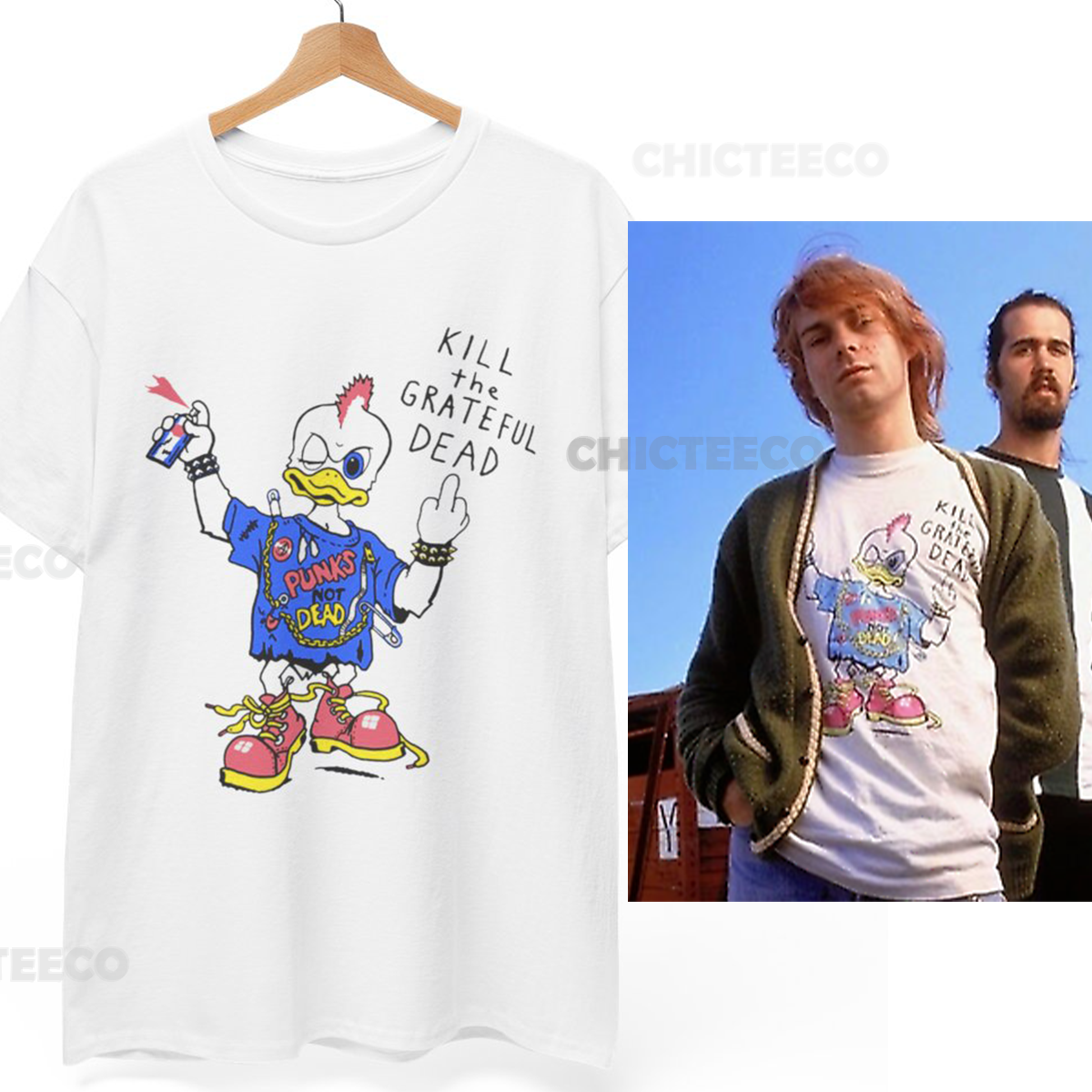 Kill The Grateful Dead T-Shirt Kurt Cobain NIRVANA Punk Grunge Unisex Tee
