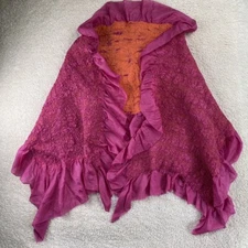 Danish Pure Silk Scarf Hand Made One of a Kind Scandinavia Pink Orange