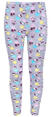 Lange, graue Leggingshose für Mädchen mit wiederholendem Muster Hello Kitty