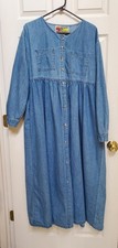 California TAG Denim Maxi Dress Long Sleeve Shirt Dress size 14 USA