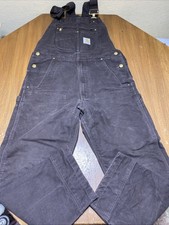 Carhartt Overalls Men 32x30 Brown Bib Work Double Knee 102776-DKB Canvas Relaxed