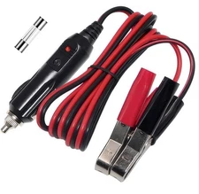 Alligator Clamp to Male Cigarette Lighter Extension Cable - 12V-24V White 