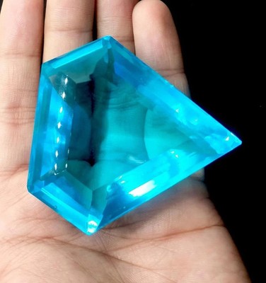 100 Ct Blue Topaz Brazilian Fancy Cut Natural Certified Loose Gemstone