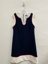 Tommy Hilfiger Size 10 White Navy/Orange Sleeveless Ladies Dress