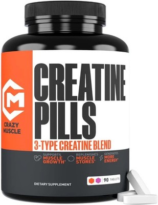 Creatine Pills, 5g 3X Pure Creatine Monohydrate Pills, Pre Workout Bulk Muscle M