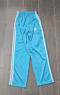Adidas Vintage Trainingshose XS Hellblau Weiß Wide Leg Track Pants Y2K Baggy
