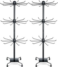 2 Pcs Rotating Jewelry Display Rack with Hooks Metal Earrings Display Stand f...