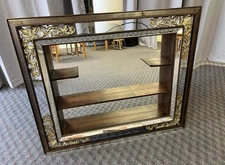 Vintage SHADOWBOX MIRROR Wall Art Hollywood Regency 50s mid century modern shelf