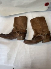 Dingo Harness Leather Boots Brown Vintage Motorcycle Western