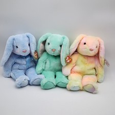 Vintage Ty Hippity , Flippity,  Hippie Bunny Beanie Buddy Plush Lot 14" Easter