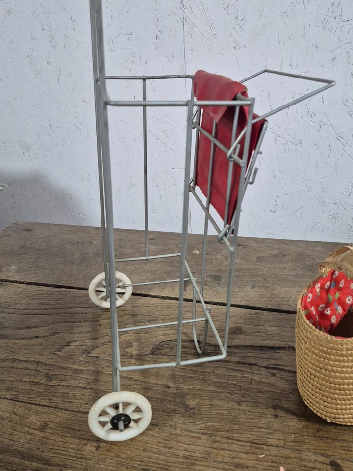 Jouet Ancien Petit Chariot En Metal + Petit Sac - Photo 3/4