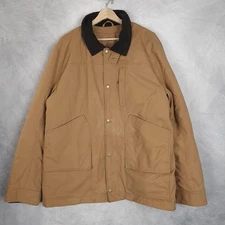 LL Bean Jacket Mens XL Brown Nylon Quilted Lined Barn Coat Outdoor Workwear
