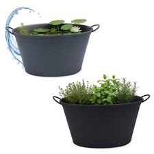 Garten Wanne oval mit Griff 59x36 cm - 2 Farben - Mini Teich Blumen Metall Kübel
