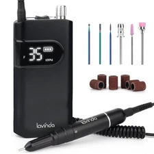 Lavinda 35000RPM Electric Nail Drill, Professional Cordless Nail Drill Machin...