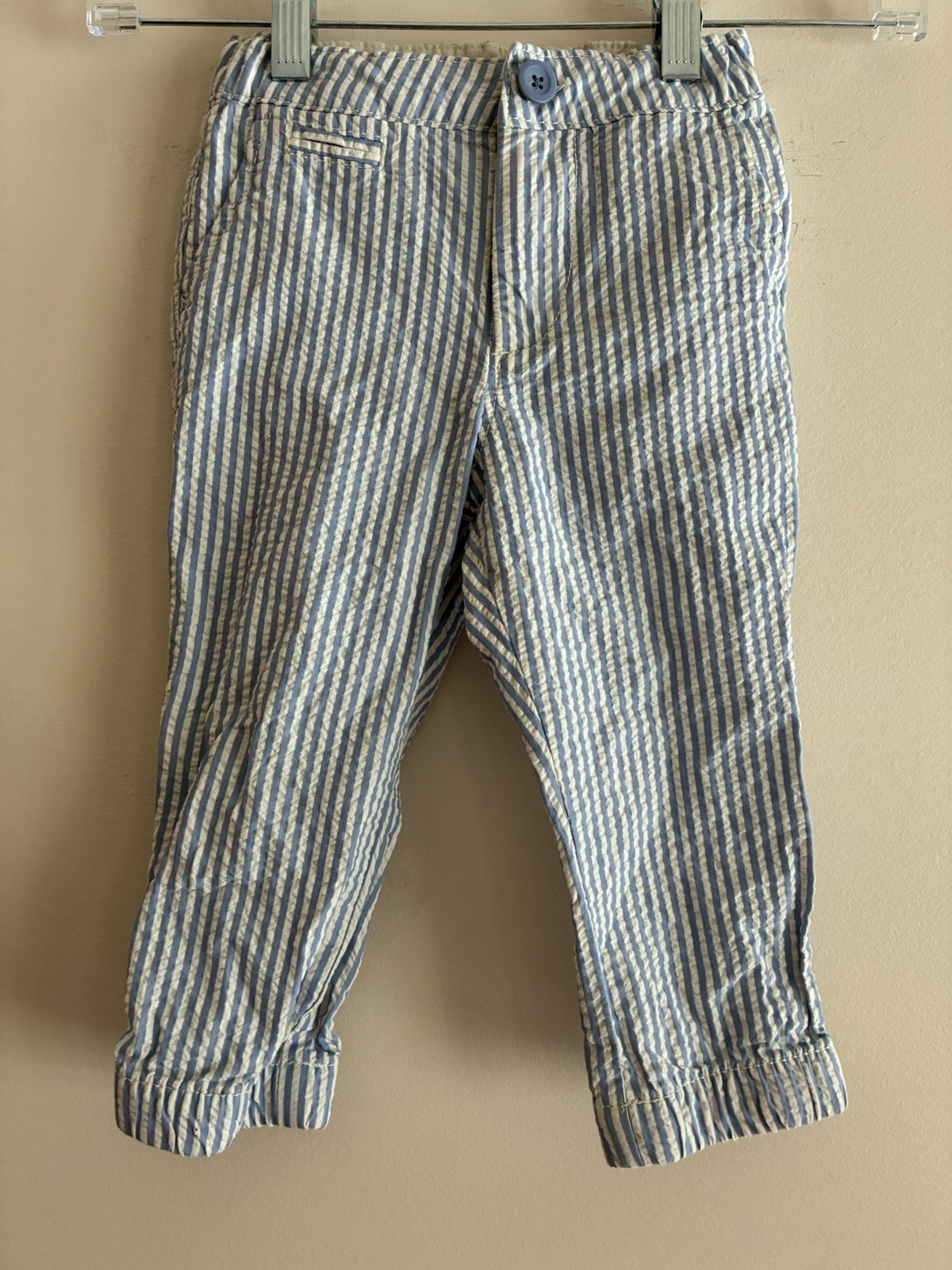 Baby Gap Boys Textured Striped Adjustable Waist Dressy Jogger Pants Blue 18-24M