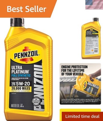 Pennzoil Ultra Platinum 5W-20 Full Synthetic Motor Oil - 1 Quart  Protection
