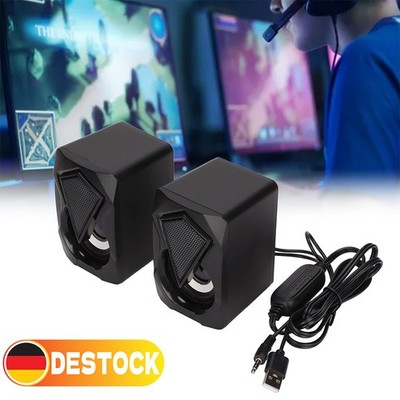 PC Lautsprecher Stereo USB RGB LED Kabel 3,5 mm AUX Gaming Lautsprecher.