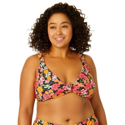 Time and Tru Bikini Top 3X (24W-26W) New Knot Front Floral Stretch Swim Top NWOT