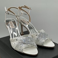 Badgley Mischka Cameryn Sandals Women's 9.5 Silver Crystal-Embellished Ebay5465