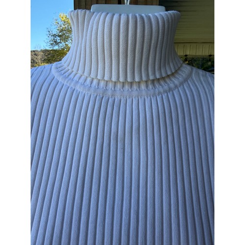 Pendleton, Vintage 90s Pendleton 100%Cotton Ivory Ribbed Turtleneck Sweater Womens L Preppy
