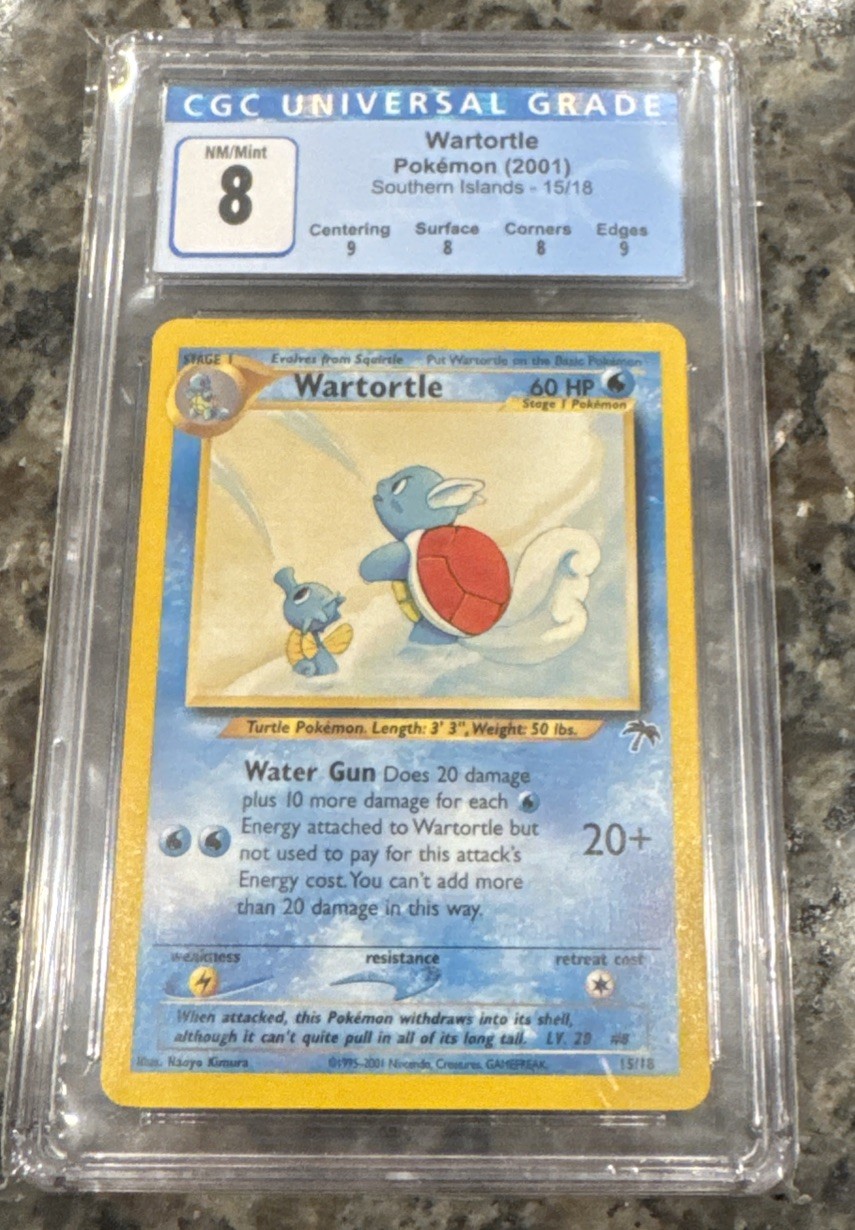 CGC 8 - 2001 Southern Islands Wartortle 15/18 w/ sub grades BLUE LABEL RARE!!
