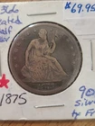 1875-P Seated Liberty Half Dollar 50c Nice 90% Silver Coin! Ships free!