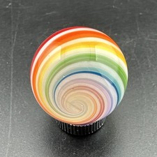 Contemporary Handmade Art Glass Marble 1.01" Swirl MIB, Rainbow, White, Boro