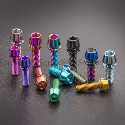 M5 M6x16 18 20 25mm Titanium Bolt+Washer MTB Bike Fixed Stem Handlebar Part 6pcs