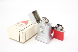 Zippo Red Pocket LIghter with Barcroft Table Lighter Good Spark