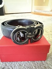 Salvatore Ferragamo Men s Black Designer Belt with Logo Buckle 120cm