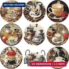 MBNTJHT 8 Pcs Coffee Diamond Art Coasters Kits with Cork Base,Diamond Painting C